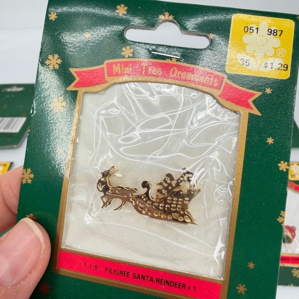 VTG Franks Miniatures Christmas Holiday Resin Wood Charms Crafting Set of 10